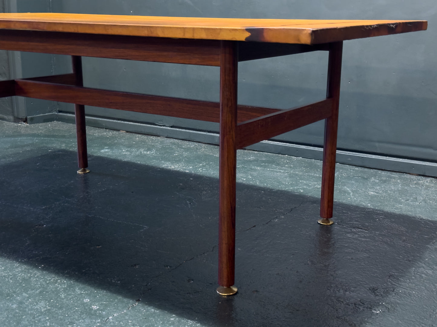Large Leather Top Rosewood Table