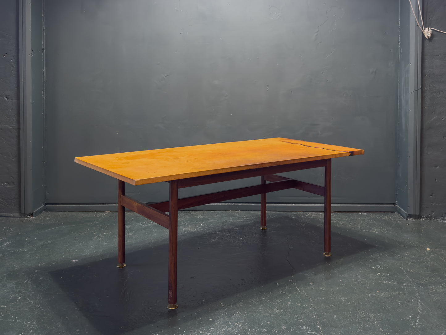 Large Leather Top Rosewood Table