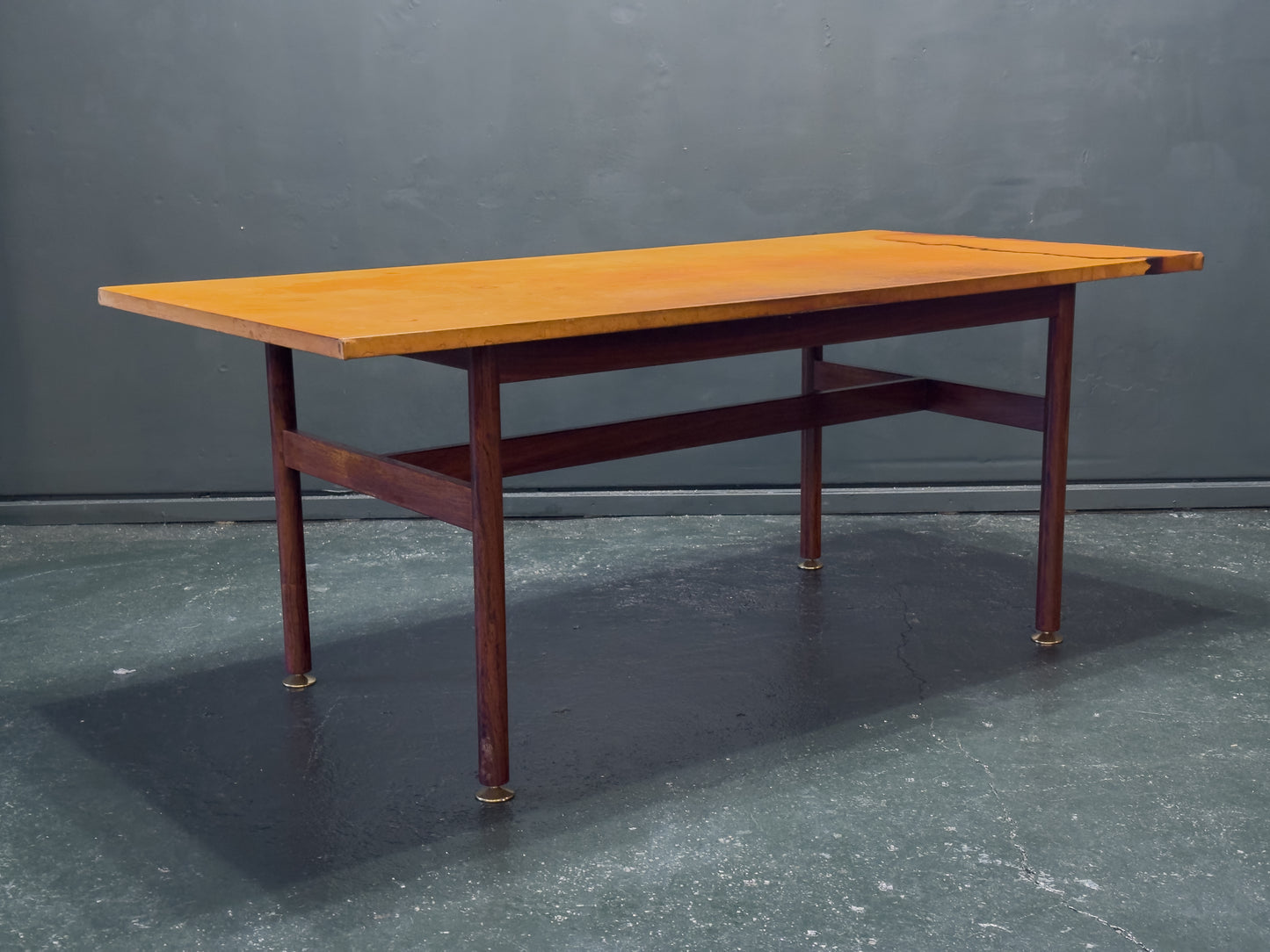 Large Leather Top Rosewood Table