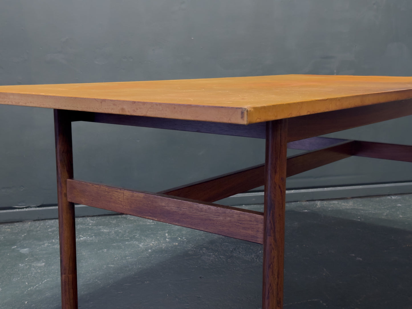 Large Leather Top Rosewood Table