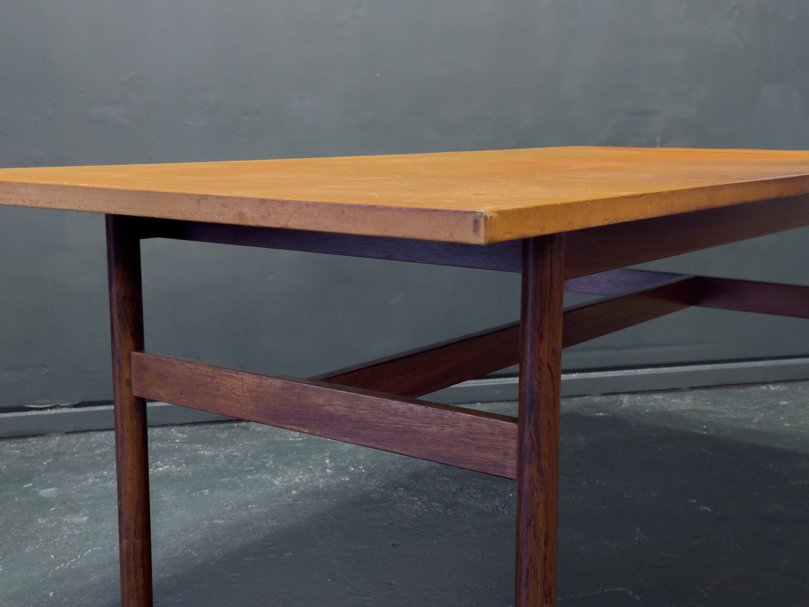 Large Leather Top Rosewood Table
