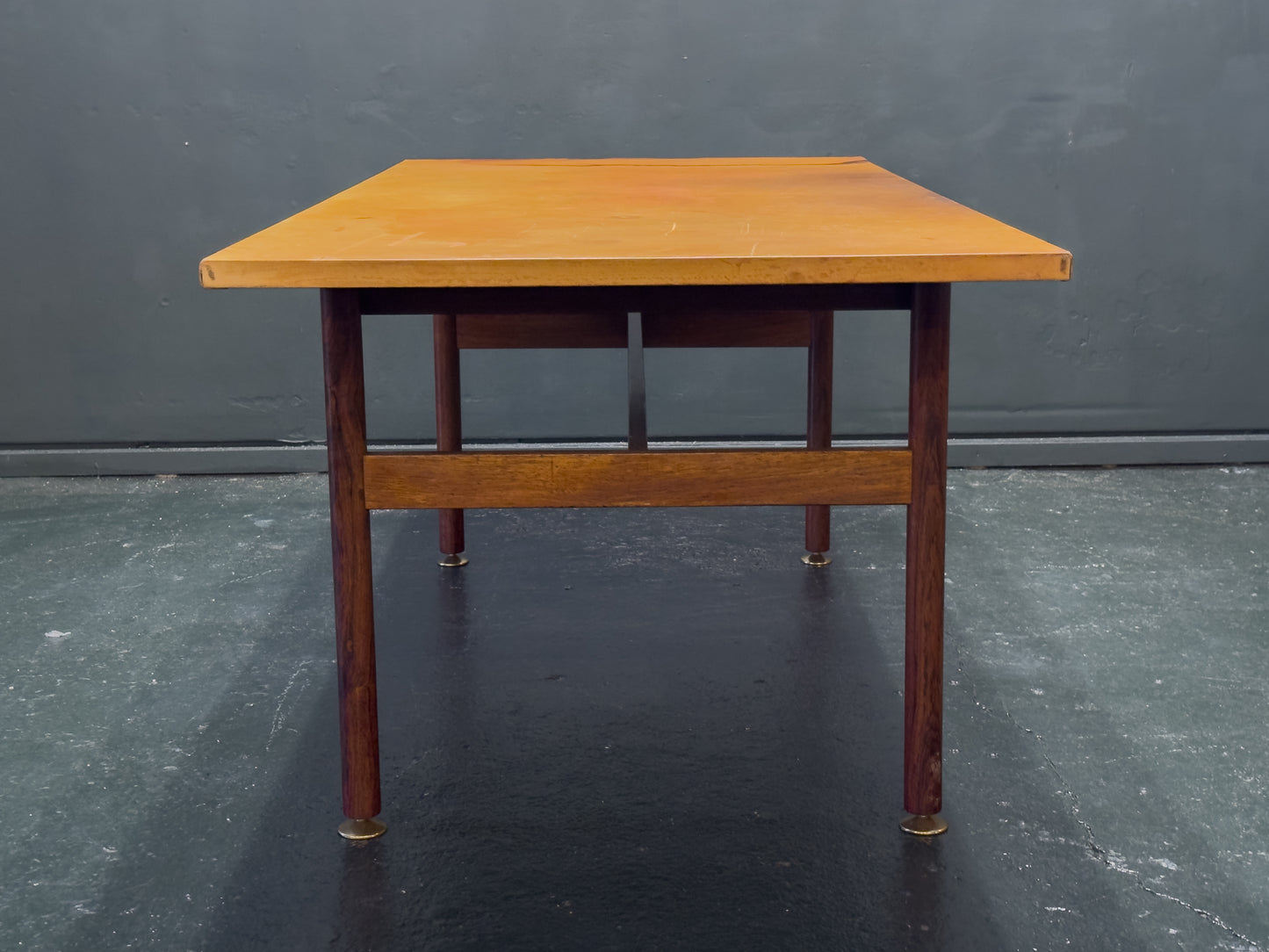 Large Leather Top Rosewood Table