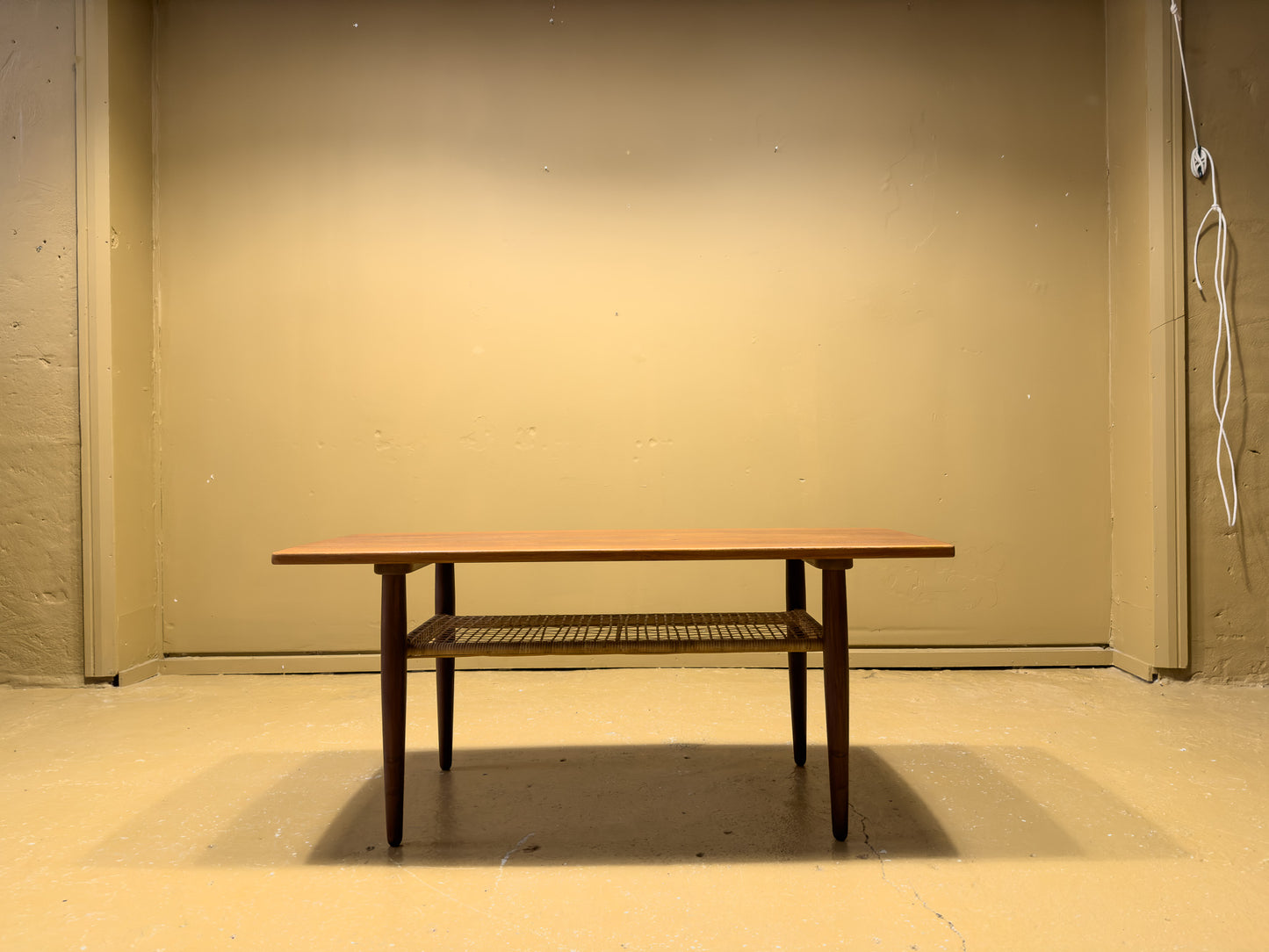 Teak and Wicker Coffee Table