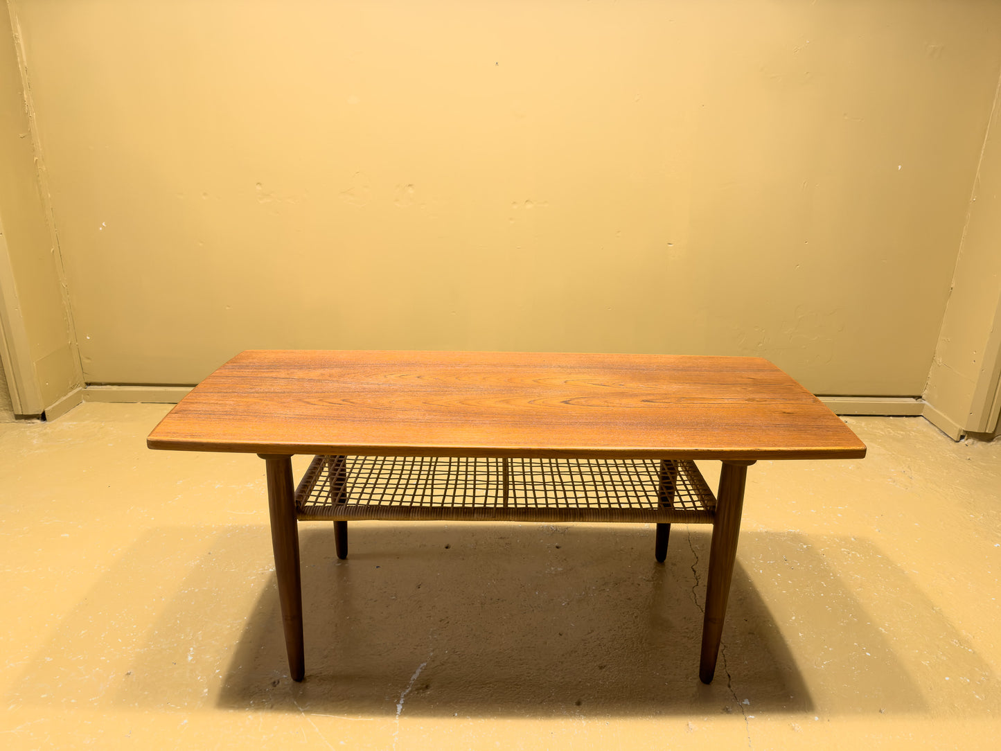 Teak and Wicker Coffee Table