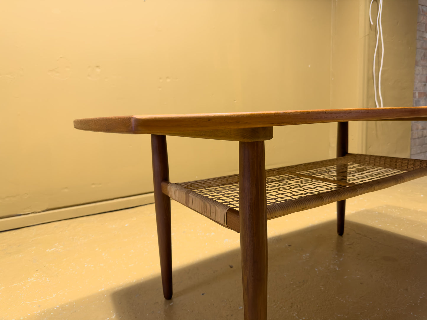 Teak and Wicker Coffee Table