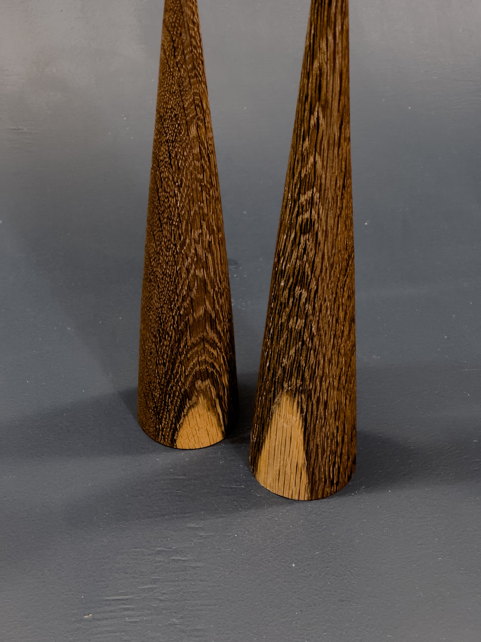 Pair of Stained Oak Candlesticks
