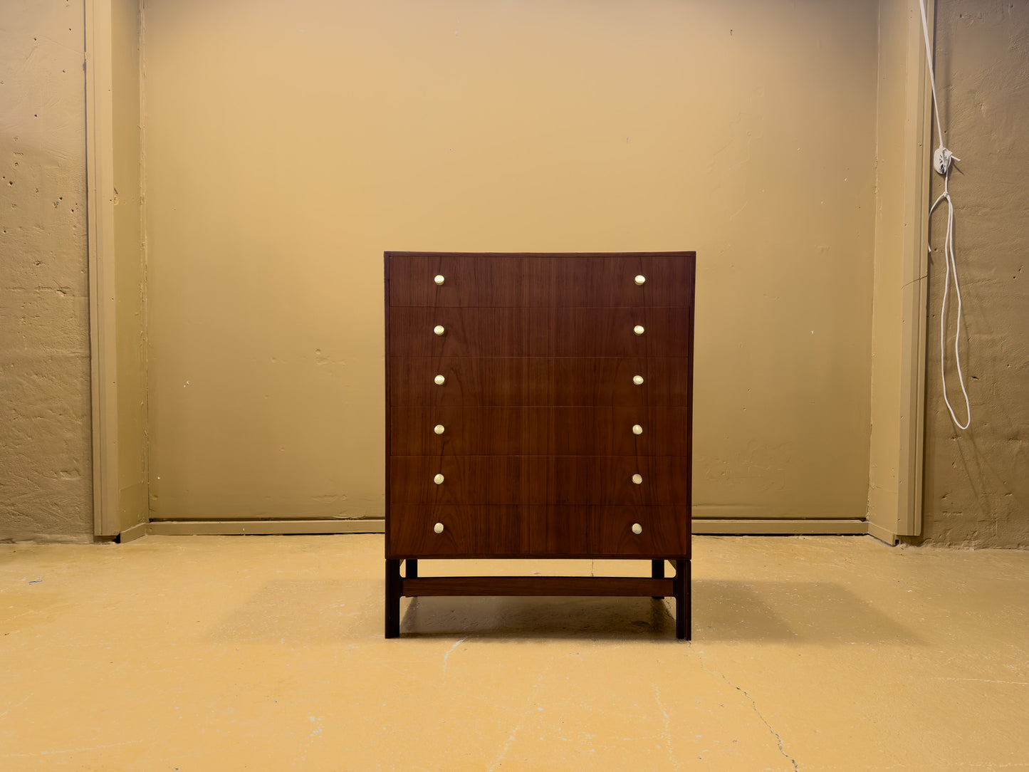 Teak Chest of Drawers with Brass Hardware