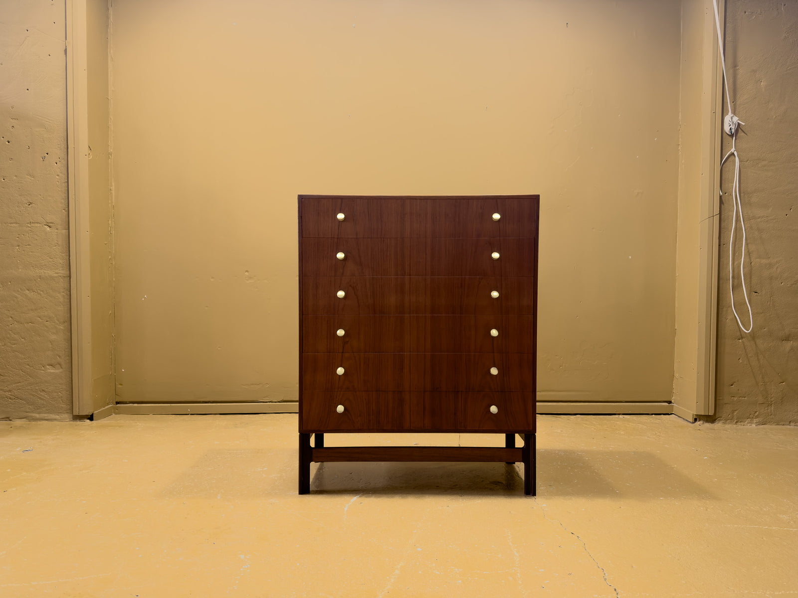 Teak Chest of Drawers with Brass Hardware