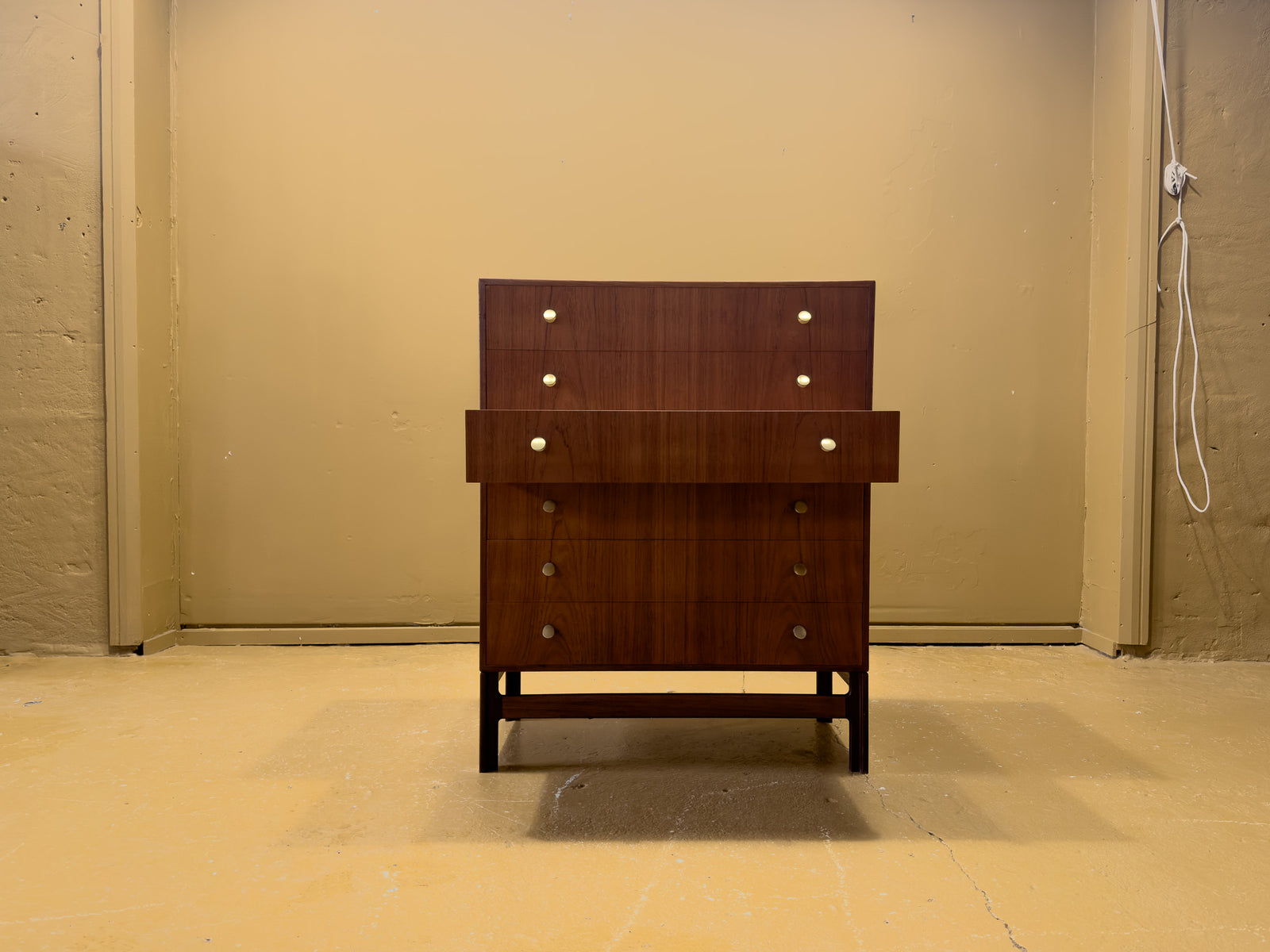 Teak Chest of Drawers with Brass Hardware