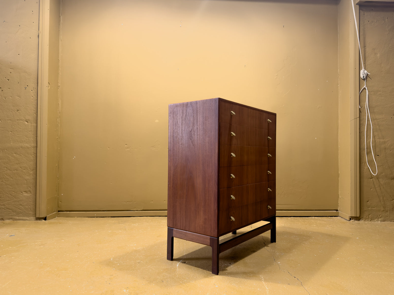 Teak Chest of Drawers with Brass Hardware