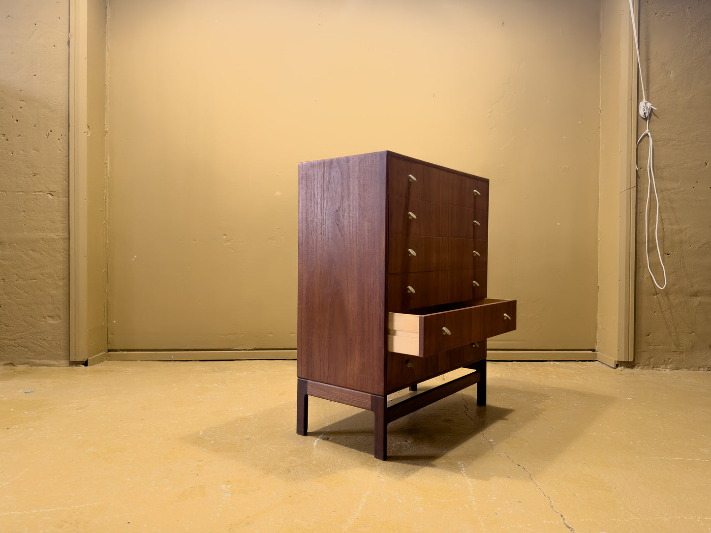 Teak Chest of Drawers with Brass Hardware