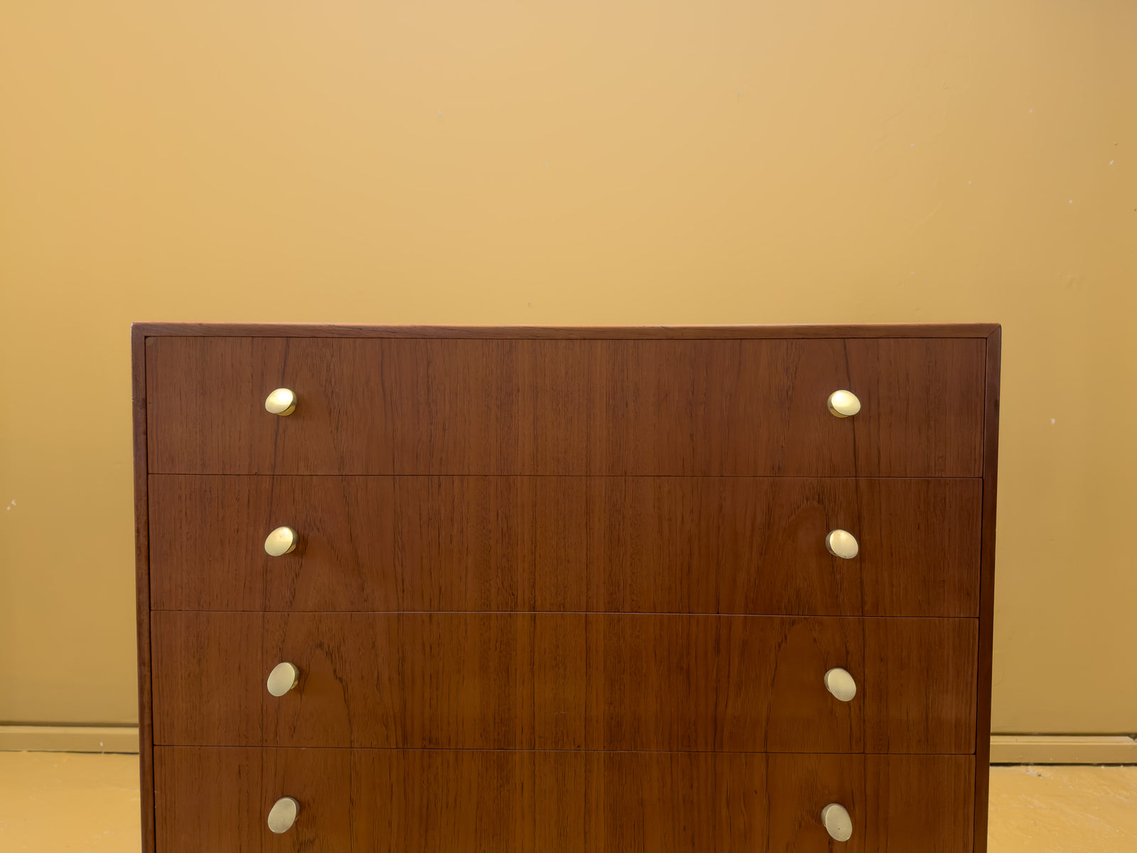Teak Chest of Drawers with Brass Hardware