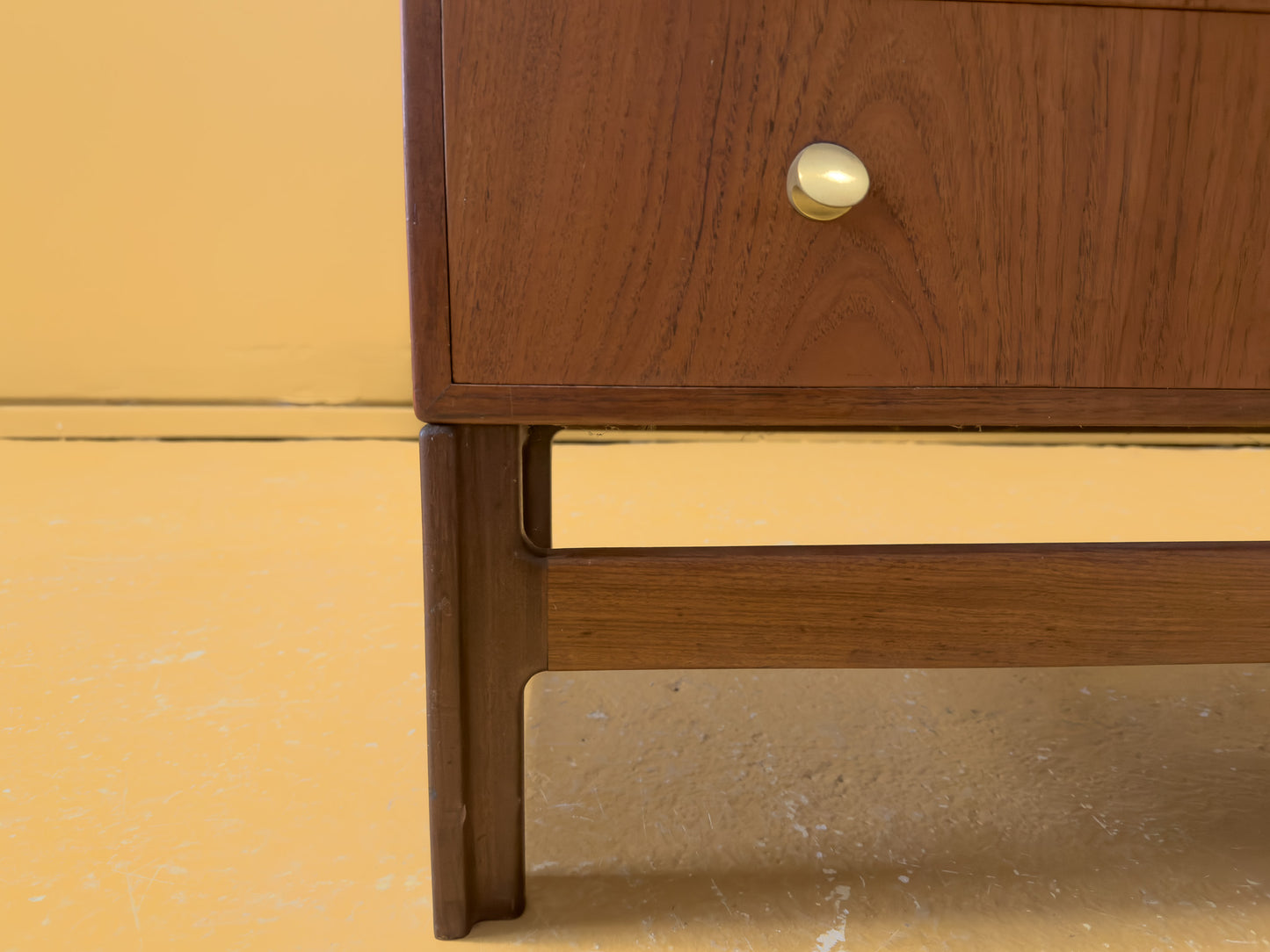 Teak Chest of Drawers with Brass Hardware