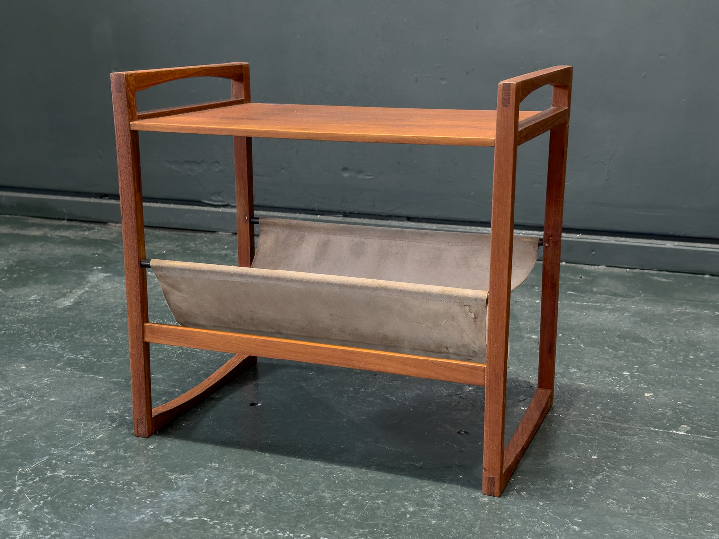Teak and Leather Magazine Rack