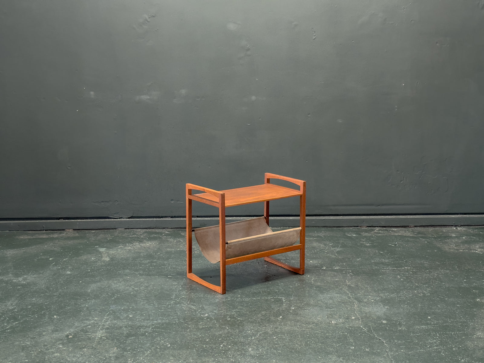 Teak and Leather Magazine Rack