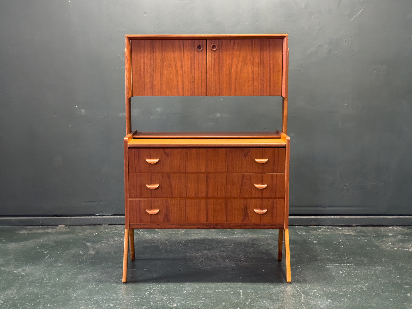Poul Volther Teak Sideboard with Hidden Vanity and Desk