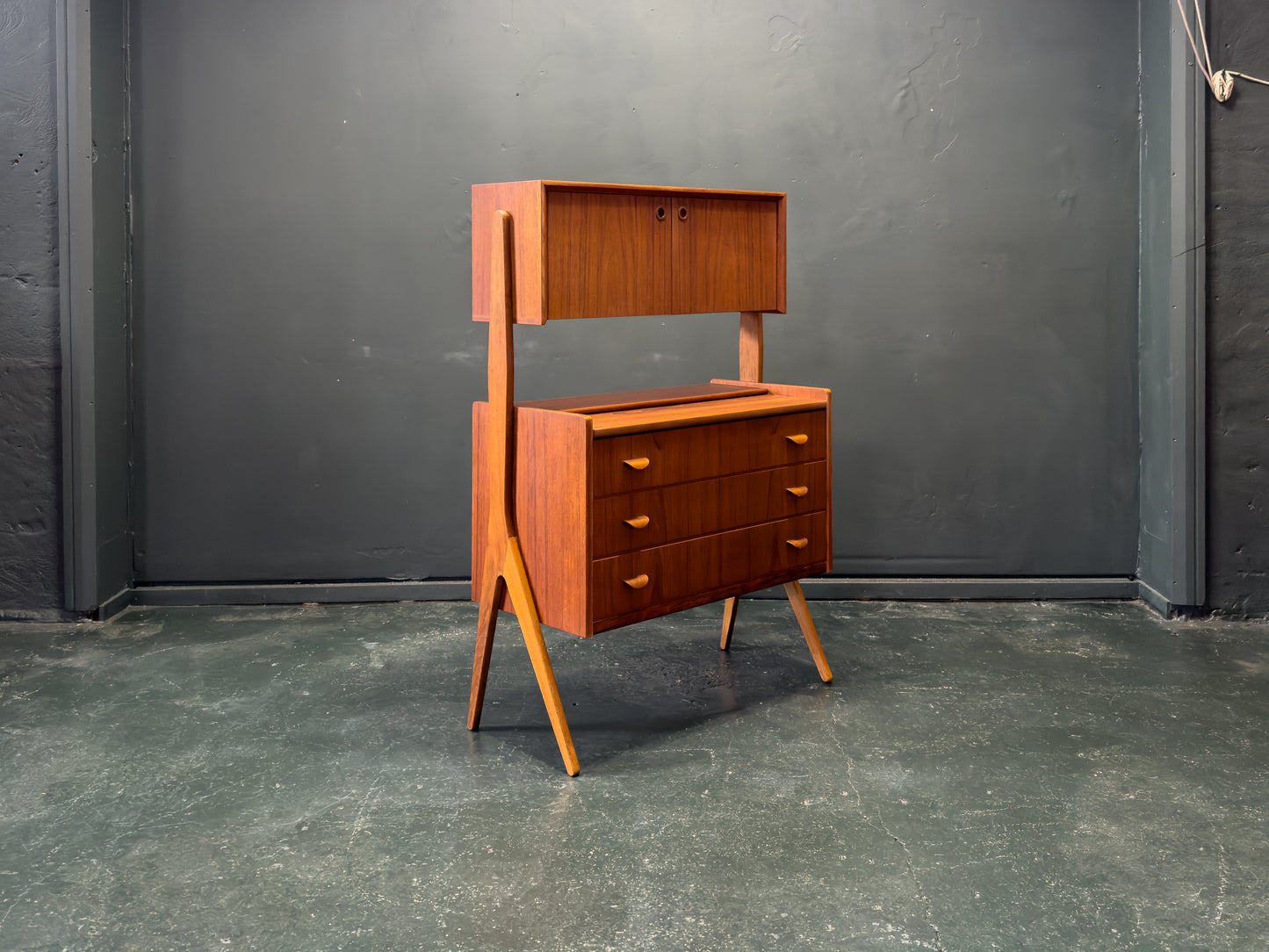 Poul Volther Teak Sideboard with Hidden Vanity and Desk