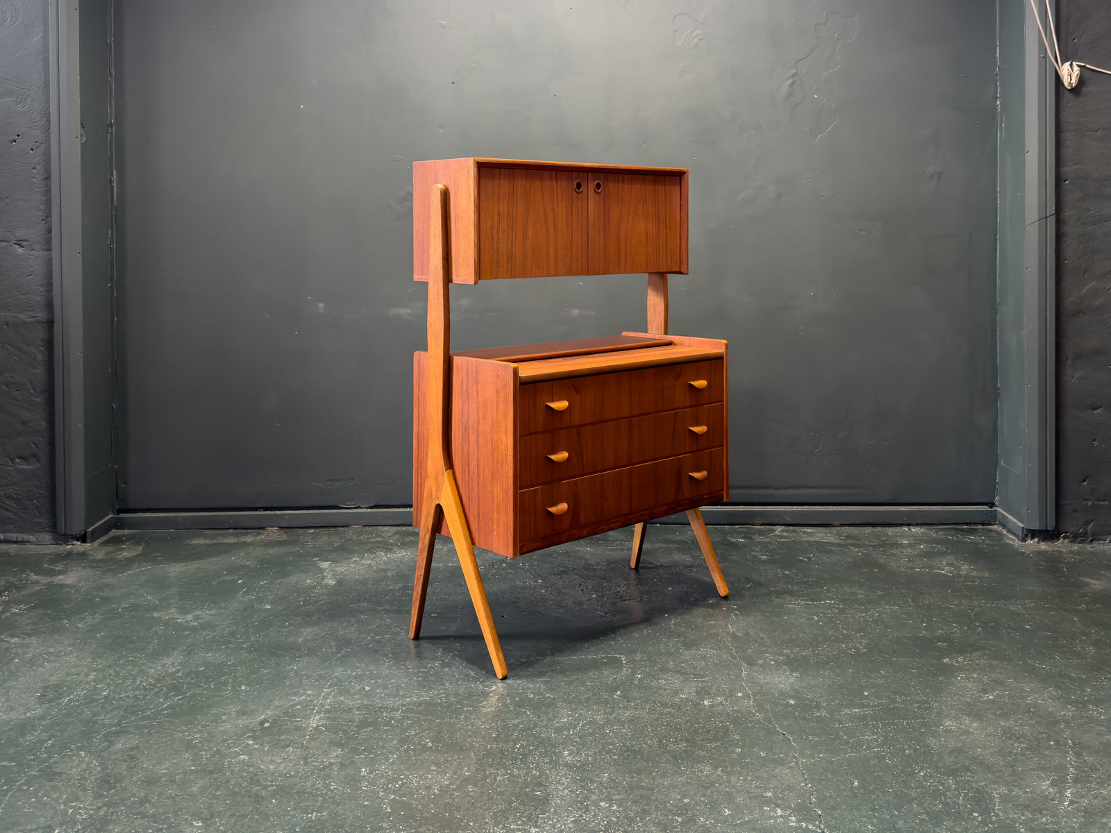 Poul Volther Teak Sideboard with Hidden Vanity and Desk