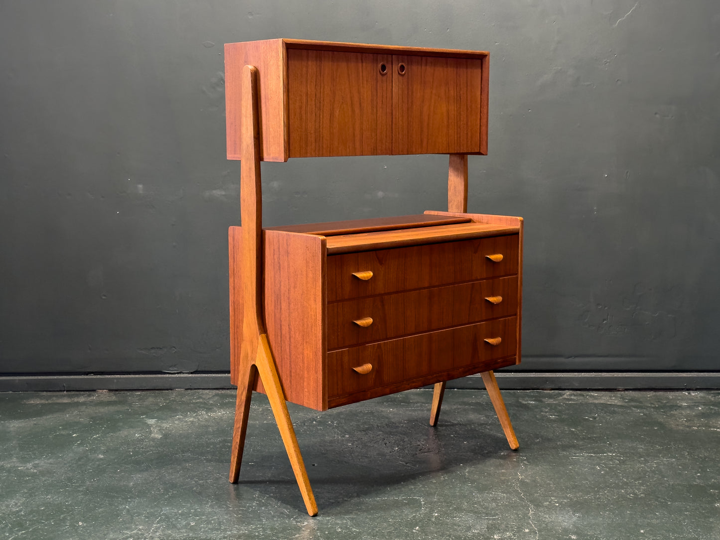 Poul Volther Teak Sideboard with Hidden Vanity and Desk