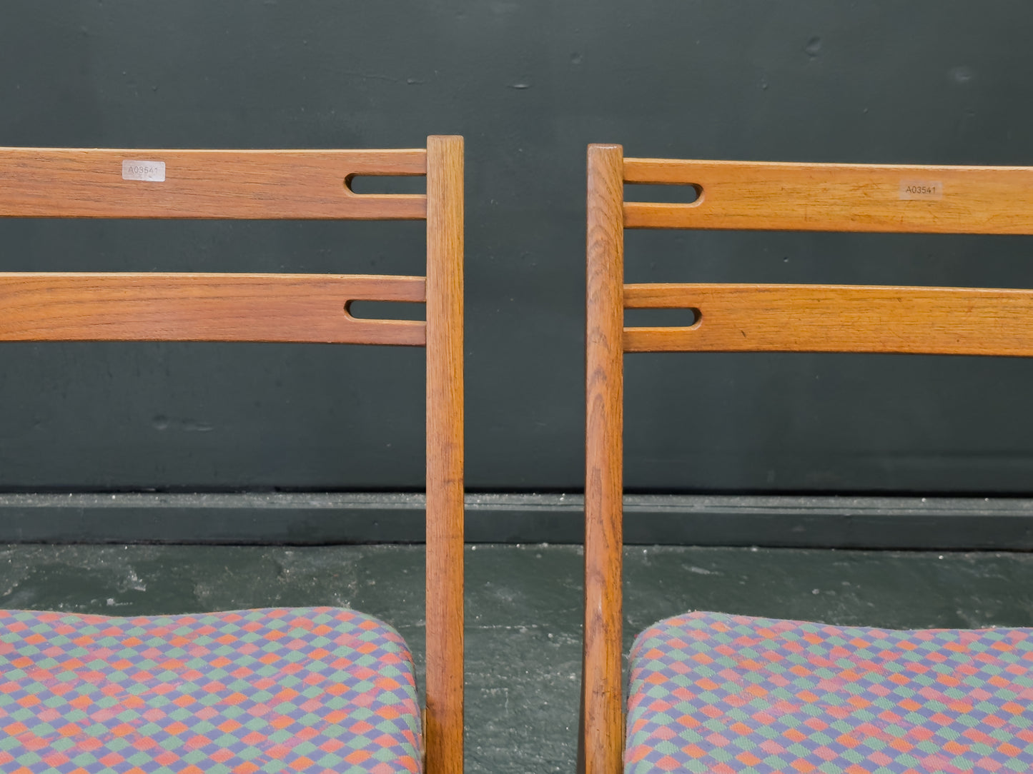 Pair of Upholstered Oak Dining Chairs