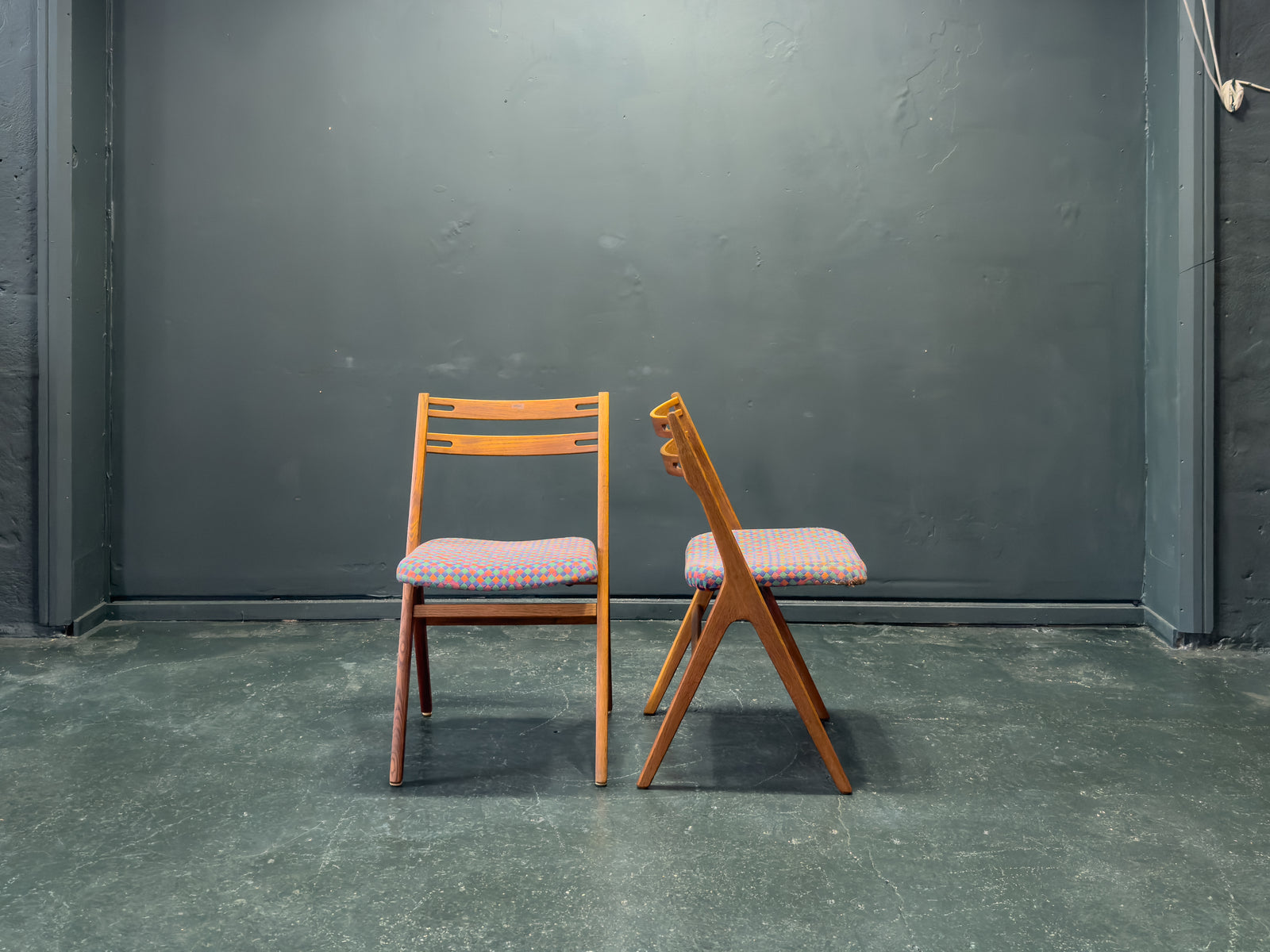 Pair of Upholstered Oak Dining Chairs