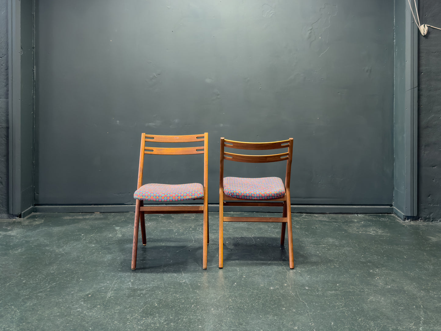 Pair of Upholstered Oak Dining Chairs