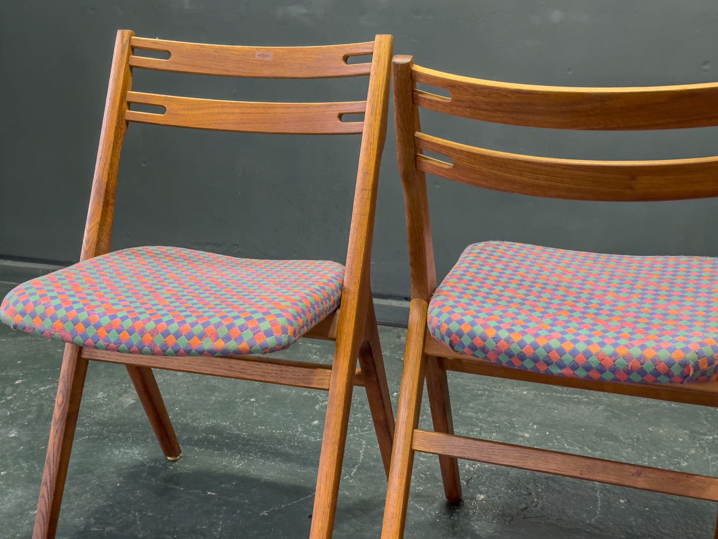 Pair of Upholstered Oak Dining Chairs