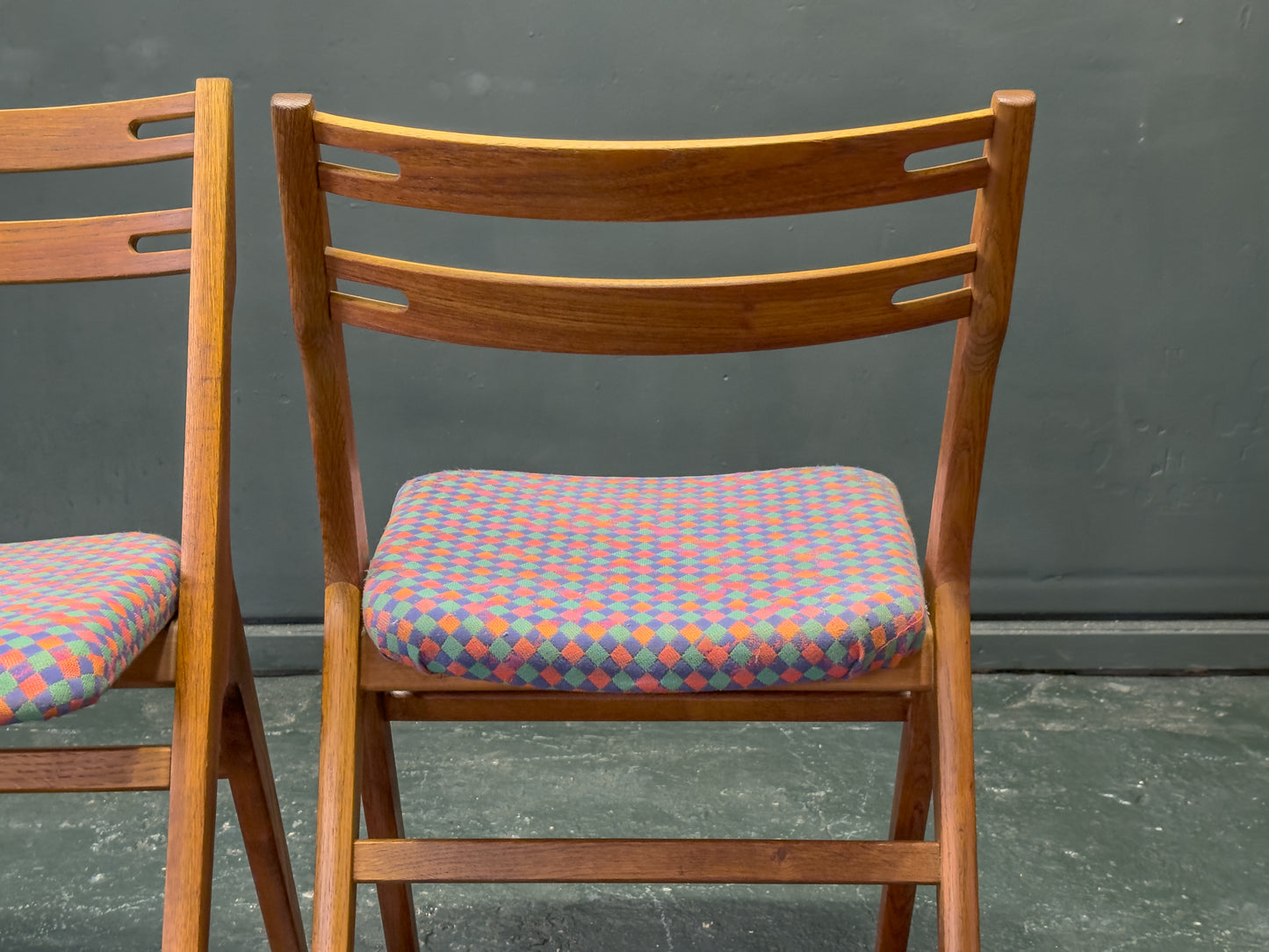 Pair of Upholstered Oak Dining Chairs