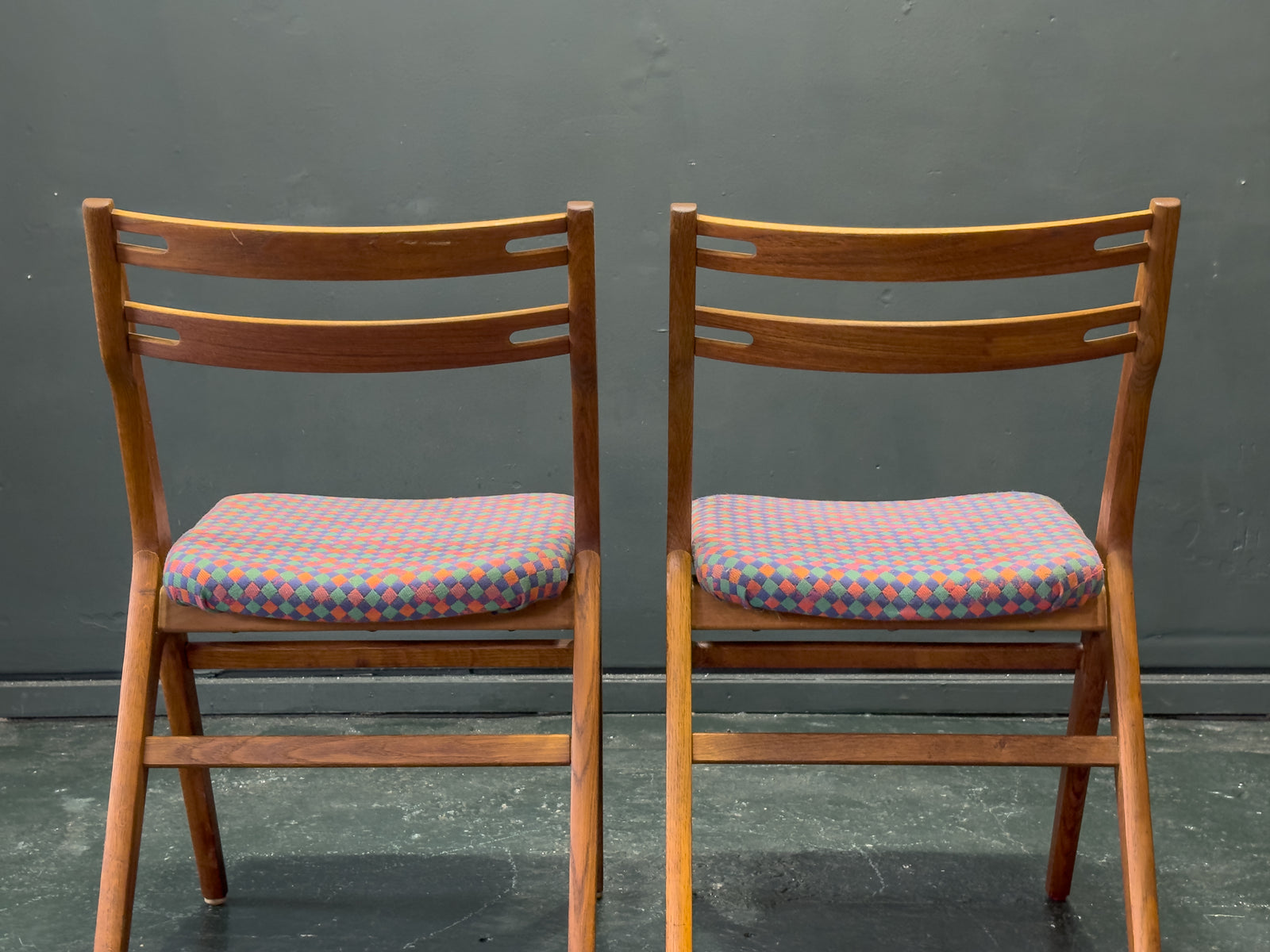 Pair of Upholstered Oak Dining Chairs