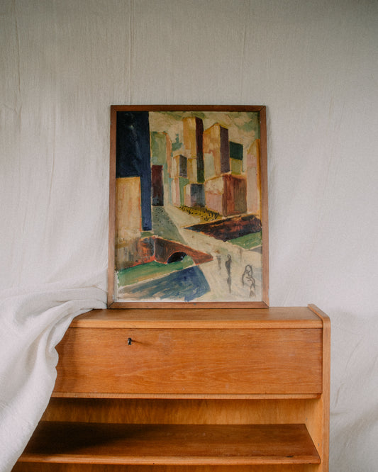 Graphic Cityscape Oil Painting